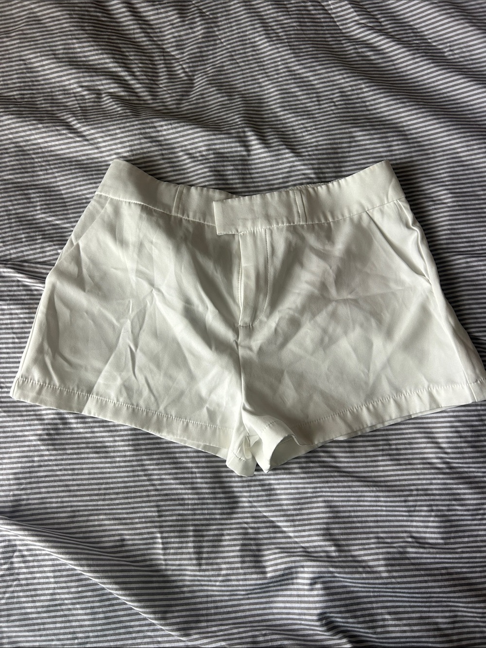 SHEIN Cream High-Waist Tailored Shorts